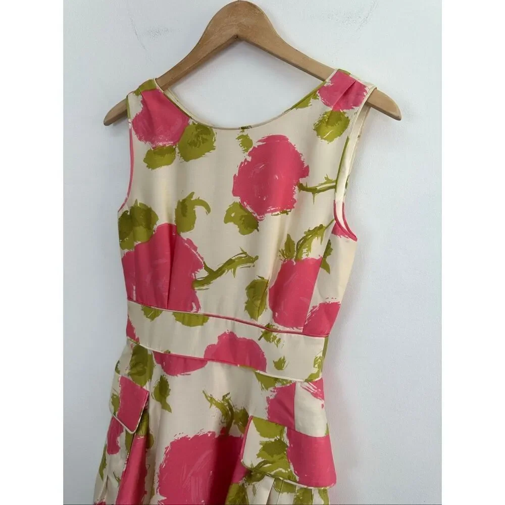 Kate Spade New York Women’s Pink Green Floral Wynn Sleeveless Midi Dress ASO Zoo